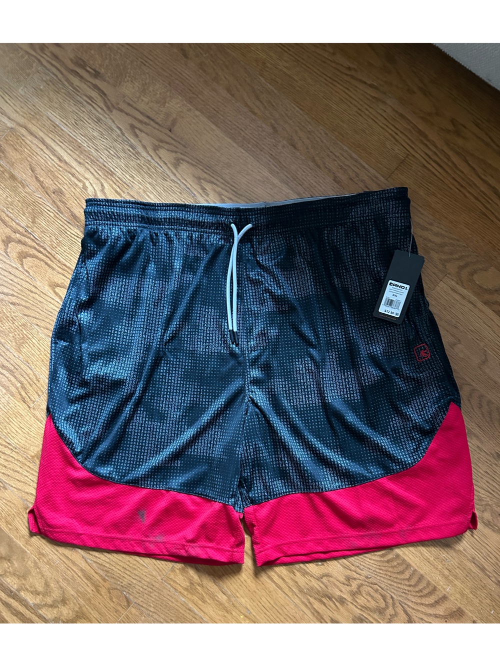 And1 Black and Red Athletic Shorts with Drawstring - new with tags 3xl